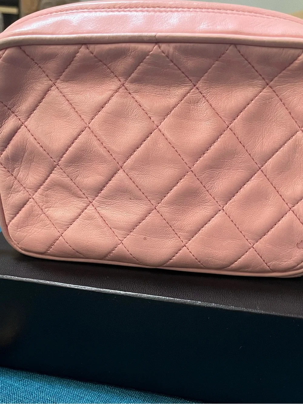 CHANEL Pink Quilted Leather Crossbody with Gold Chain